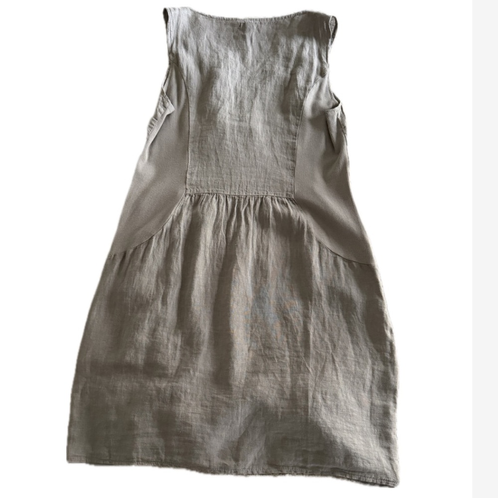 Sleeveless Embellished V-Neck Linen Dress Grey - Picture 5 of 5